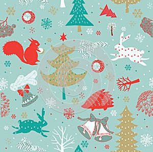 Xmas forest.seamless pattern