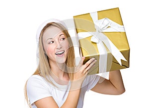 Xmas girl guess the thing in big gift box