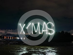 xmas light painting text