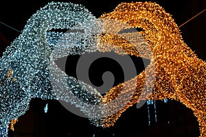 xmas lights art heart shaped shape with hands festival christmas event