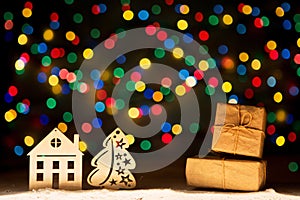 Xmas lights as stars, Christmas tree, vintage decoration, gift b