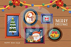 Xmas wall decor with hanging photos