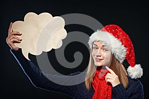 Xmas woman with thought bubble