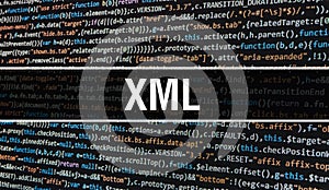 XML with Abstract Technology Binary code Background.Digital binary data and Secure Data Concept. Software / Web Developer