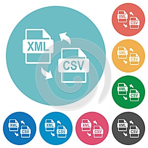 XML CSV file conversion flat round icons