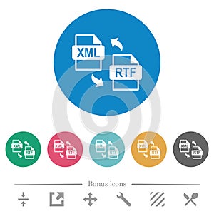 XML RTF file conversion flat round icons