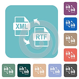 XML RTF file conversion rounded square flat icons