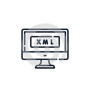 xml vector icon isolated on white background. Outline, thin line xml icon for website design and mobile, app development. Thin