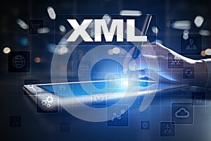 XML. Web development. Internet and technology concept.