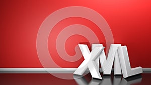 XML white 3D write at red wall- 3D rendering