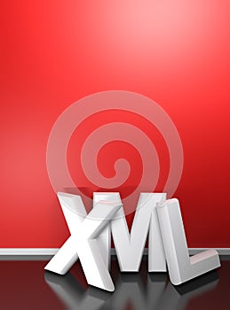 XML white 3D write at red wall - Book cover - 3D rendering