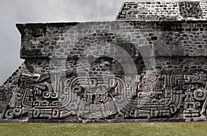 In Xochicalco pyramid the representation of Quetzalcoatl