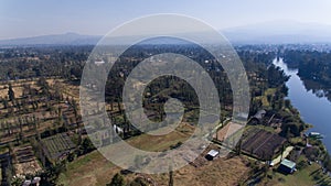 Xochimilco, famous wetlands from Mexico City, Aerial view