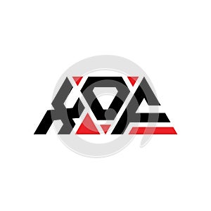 XOF triangle letter logo design with triangle shape. XOF triangle logo design monogram. XOF triangle vector logo template with red