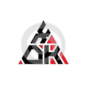 XOK triangle letter logo design with triangle shape. XOK triangle logo design monogram. XOK triangle vector logo template with red