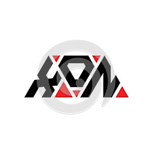 XON triangle letter logo design with triangle shape. XON triangle logo design monogram. XON triangle vector logo template with red