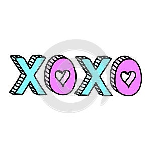 XOXO cute word with hearts teen doodle photo