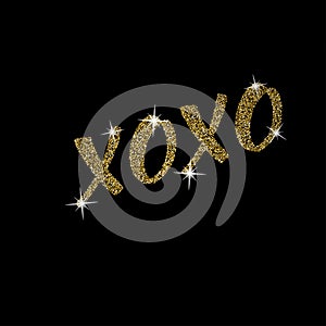 Xoxo - free handdrawn typography lettering with golden texture.