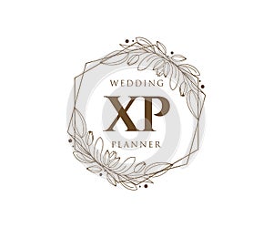XP letter Wedding monogram logos collection, hand drawn modern minimalistic and floral templates for Invitation cards, Save the