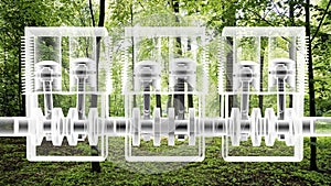 Xray combustion motor 3d illustration