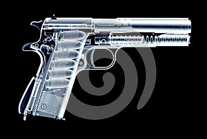 Xray image of gun isolated on black