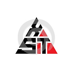 XST triangle letter logo design with triangle shape. XST triangle logo design monogram. XST triangle vector logo template with red