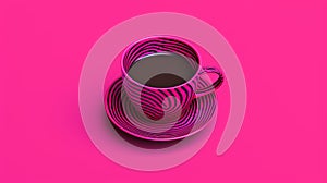 Vibrant Pink Zebra Design Cup On Fuchsia Background photo