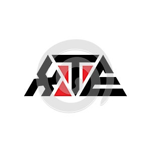 XTE triangle letter logo design with triangle shape. XTE triangle logo design monogram. XTE triangle vector logo template with red