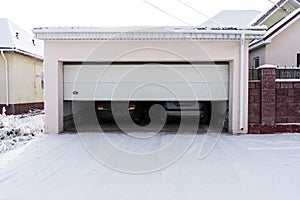 Xterior of a  garage attached to a house