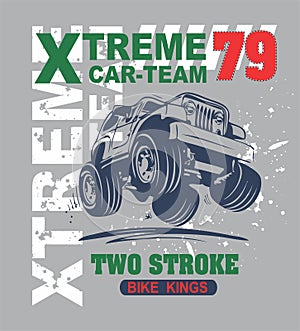 xtreme monster car print vector art