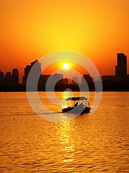 Xuanwu lake sunset view