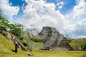 Xunantunich maya site ruins in belize