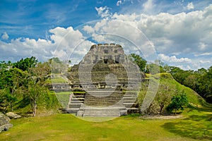 Xunantunich maya site ruins in belize