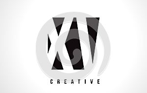 XV X V White Letter Logo Design with Black Square.