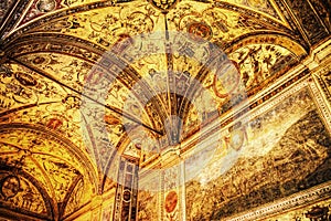 XVI century fresco in Palazzo Vecchio courtyard vault