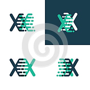 XX letters logo with accent speed green and blue