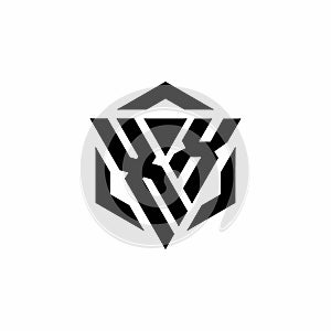 XX Logo monogram with triangle and hexagon modern design template