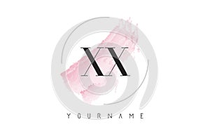 XX X X Watercolor Letter Logo Design with Circular Brush Pattern