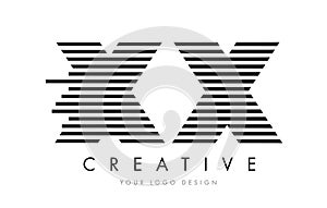 XX X X Zebra Letter Logo Design with Black and White Stripes