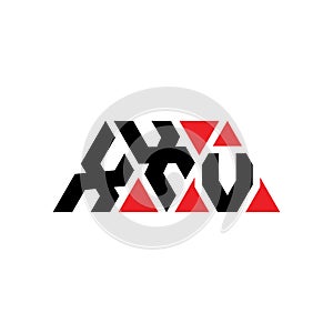 XXV triangle letter logo design with triangle shape. XXV triangle logo design monogram. XXV triangle vector logo template with red