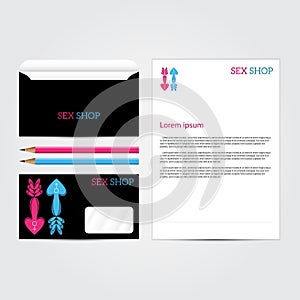 XXX sex shop salon black Corporate identity template set