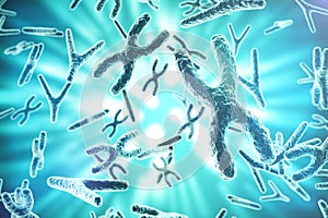 XY-chromosomes as a concept for human biology medical symbol gene therapy or microbiology genetics research. 3d