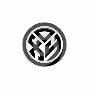 XY monogram logo with circle outline design template