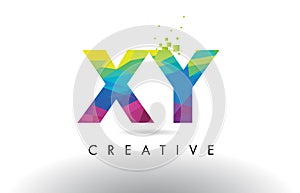 XY X Y Colorful Letter Origami Triangles Design Vector.