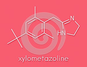 Xylometazoline nasal decongestant molecule. Often used in nose spray and nose drops. Skeletal formula. photo