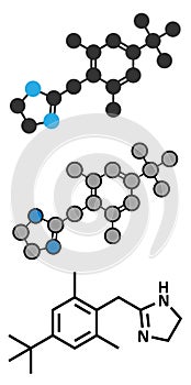 Xylometazoline nasal decongestant molecule. Often used in nose spray and nose drops