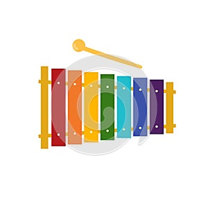 Xylophone instrument isolated on white background. Kids musical toy