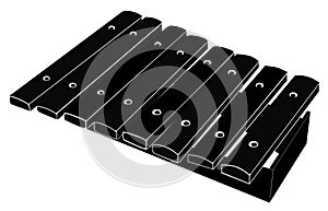 Xylophone. Black - white vector illustration.
