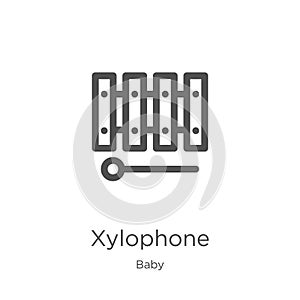 xylophone icon vector from baby collection. Thin line xylophone outline icon vector illustration. Outline, thin line xylophone
