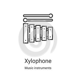 xylophone icon vector from music instruments collection. Thin line xylophone outline icon vector illustration. Linear symbol for